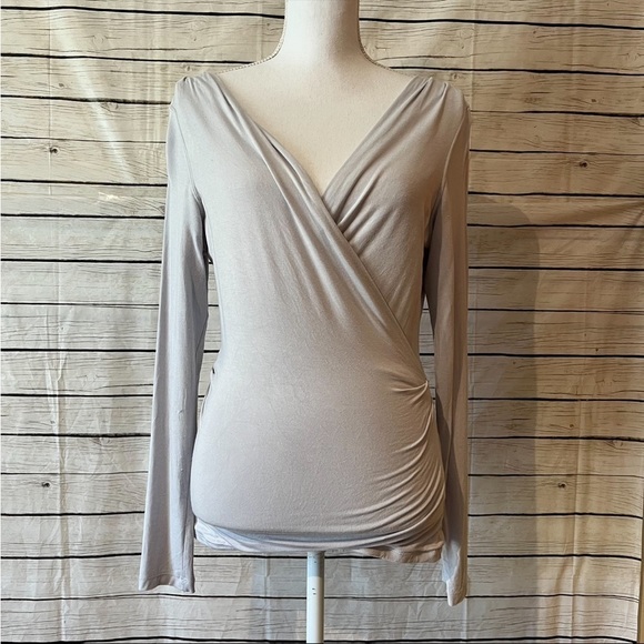 Free People Tops - Free People Deep V Faux Wrap Long Sleeve Top Size Medium